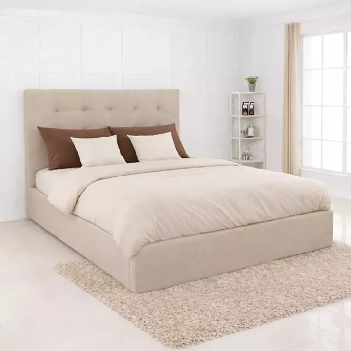 DOLCE Κρεβάτι Διπλό με Αποθηκευτικό Χώρο, για Στρώμα 160x200cm, Ύφασμα Μπεζ