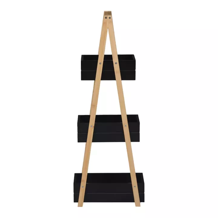 Ραφιέρα δαπέδου Tercy pakoworld μπαμπού σε μαύρη-φυσική απόχρωση 30x18x80εκ