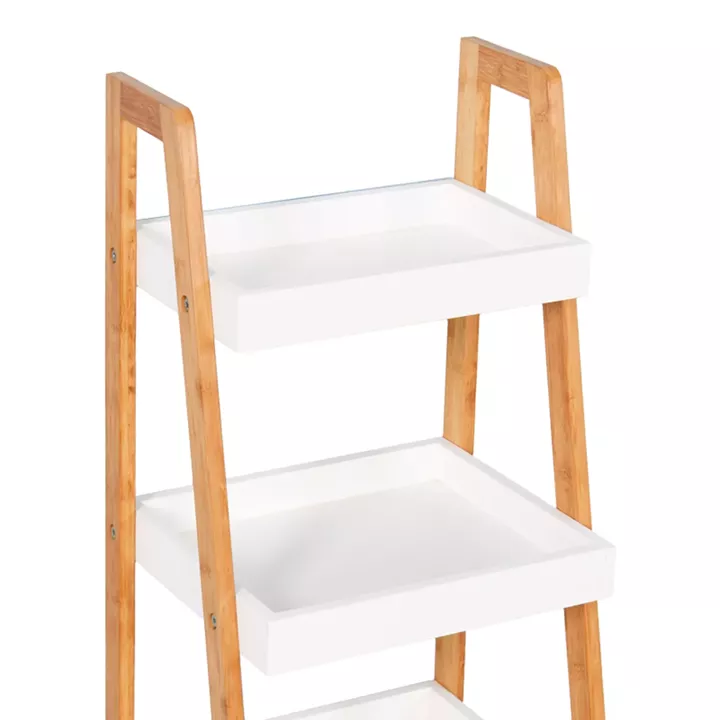Floor shelf Leby pakoworld bamboo-mdf in white-natural color 35x34x98cm