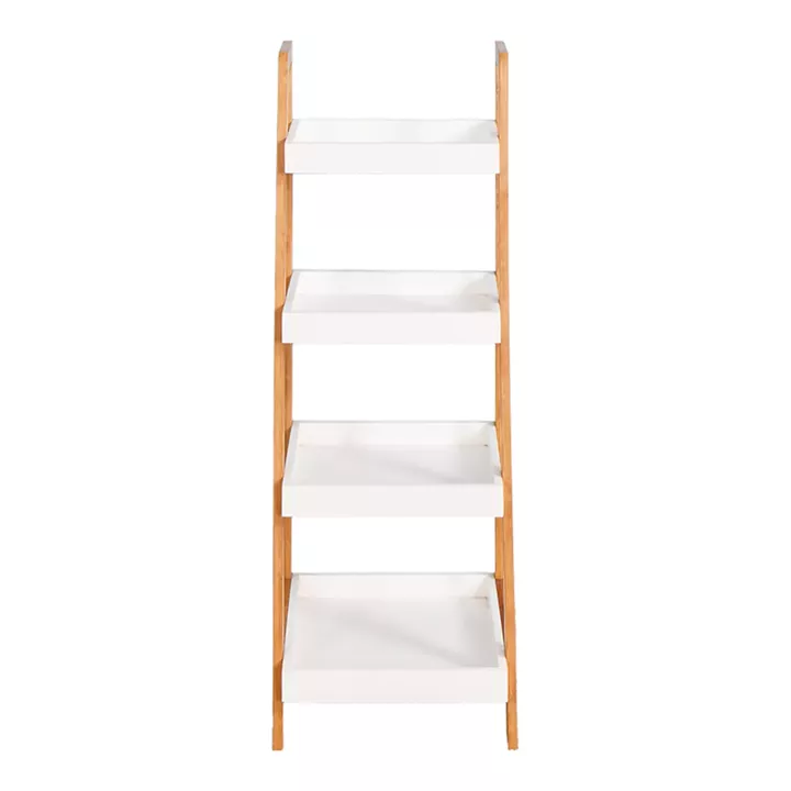 Floor shelf Leby pakoworld bamboo-mdf in white-natural color 35x34x98cm