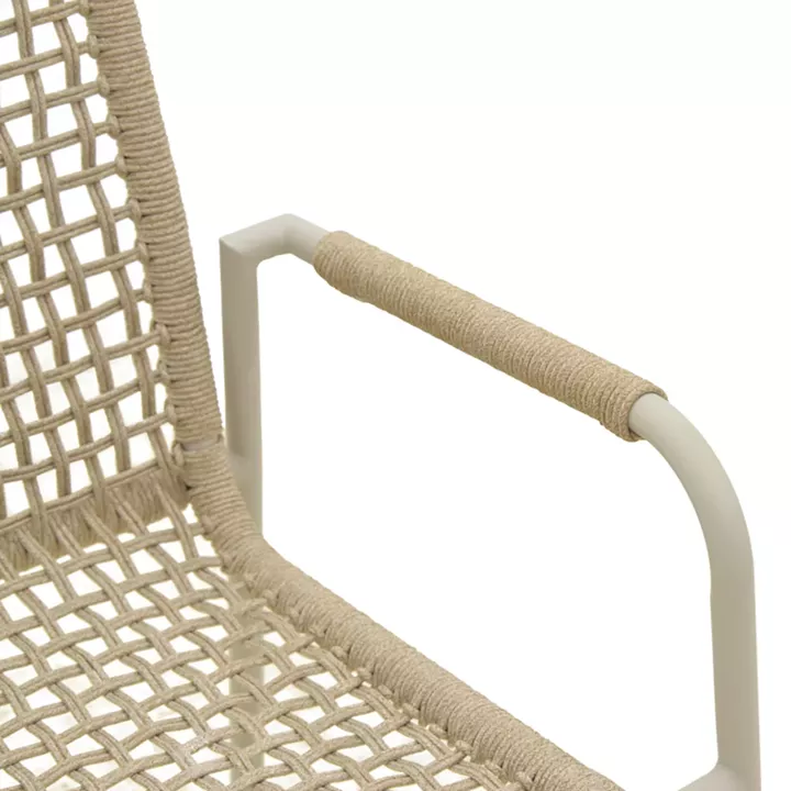 Πολυθρόνα Esence pakoworld στοιβαζόμενη αλουμίνιο λευκή-pe σχοινί σε μπεζ απόχρωση 57x62x88εκ