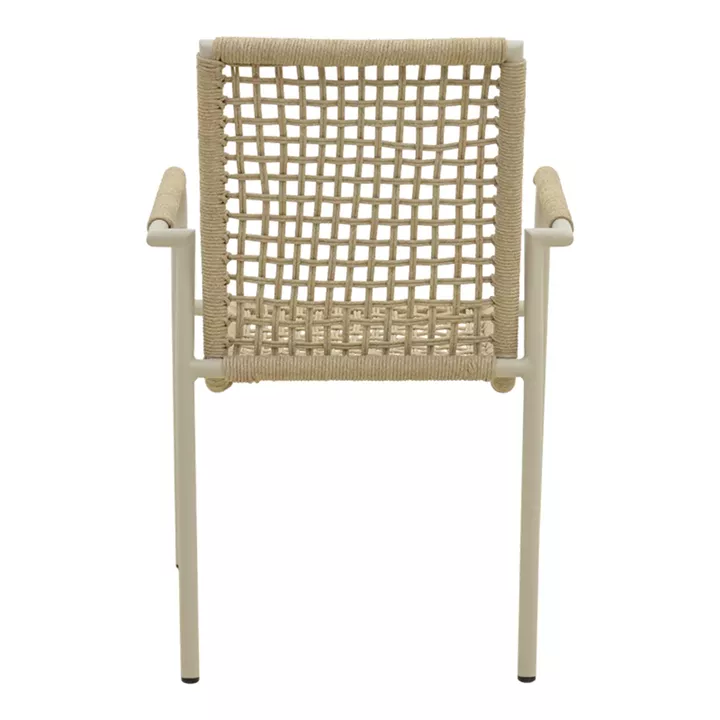 Πολυθρόνα Esence pakoworld στοιβαζόμενη αλουμίνιο λευκή-pe σχοινί σε μπεζ απόχρωση 57x62x88εκ