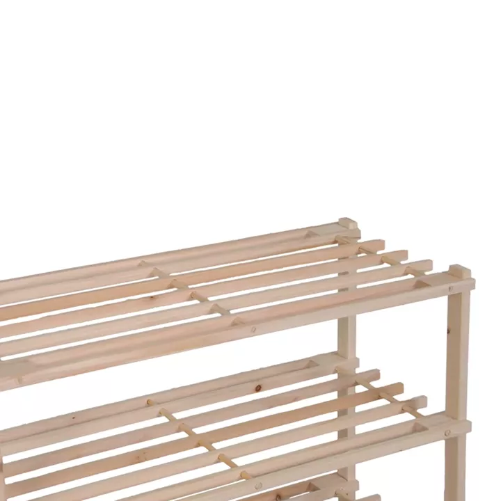Shoe rack for 9 pairs of shoes Steper pakoworld fir wood in natural color 64x26x48.5cm
