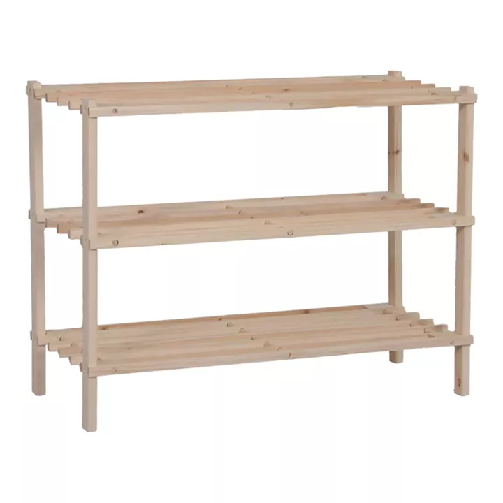 Shoe rack for 9 pairs of shoes Steper pakoworld fir wood in natural color 64x26x48.5cm