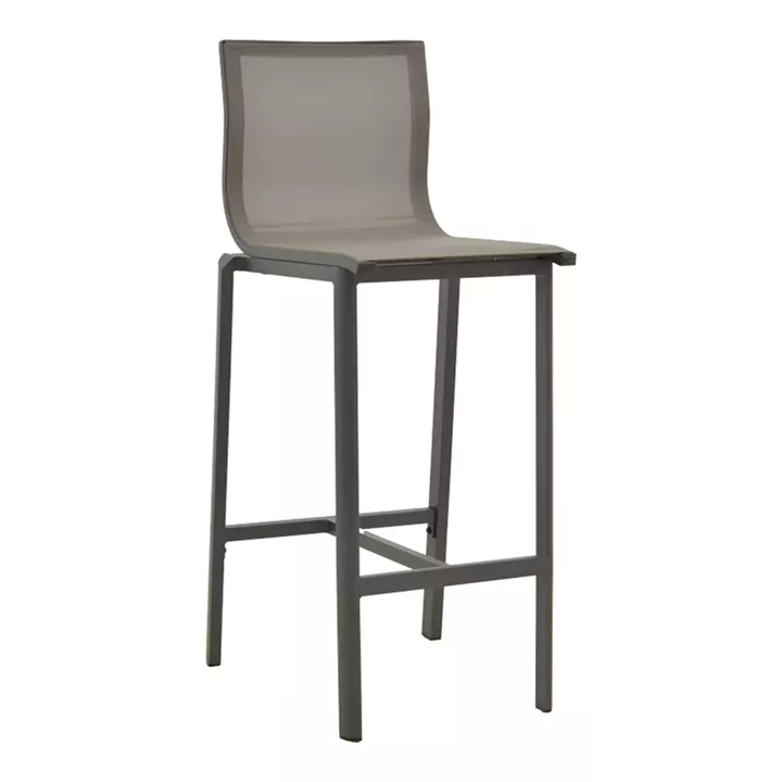 Melina bar stool pakoworld stackable aluminum in anthracite- textline in gray shade 45x49x115cm