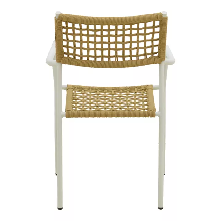 Πολυθρόνα Castal pakoworld στοιβαζόμενη μέταλλο σε λευκή -pe σχοινί σε φυσική απόχρωση 56x60x84εκ