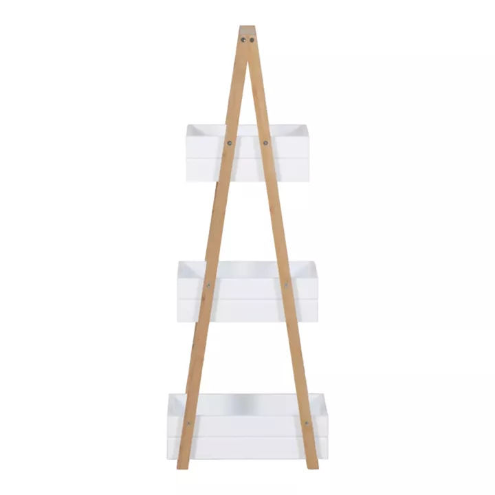 Ραφιέρα δαπέδου Tercy pakoworld μπαμπού σε λευκή-φυσική απόχρωση 30x18x80εκ