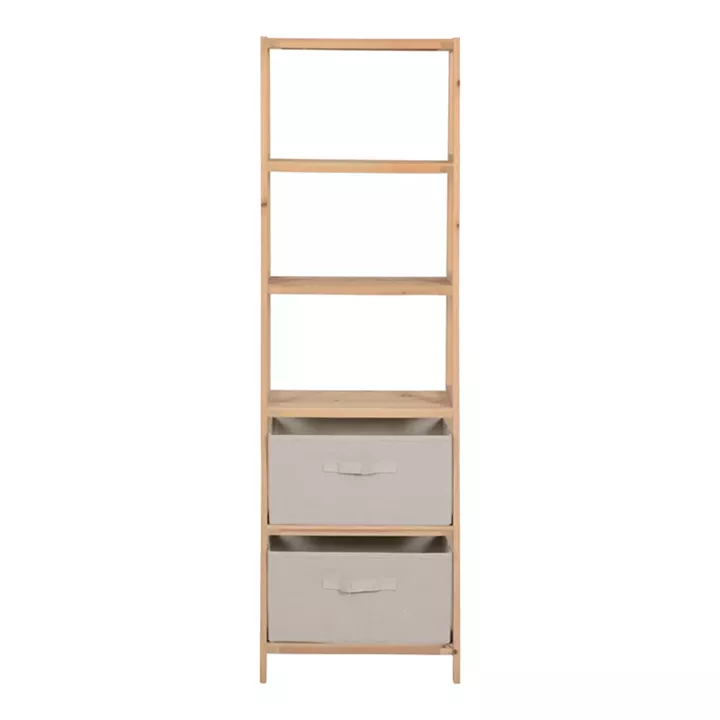 Ραφιέρα δαπέδου με συρτάρια Wolen pakoworld ξύλο ελάτου-ύφασμα σε φυσική-μπεζ απόχρωση 42x27.5x139εκ