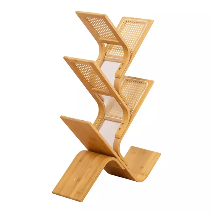 Bookcase Tome pakoworld bamboo in natural color 63x20x92cm