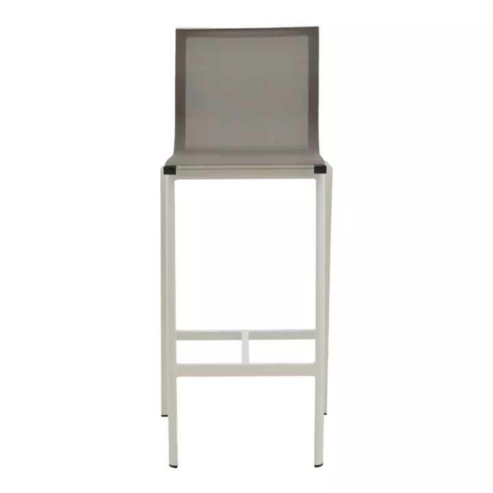 Σκαμπό μπαρ Melina pakoworld στοιβαζόμενη αλουμίνιο σε λευκή- textline σε γκρι απόχρωση 45x49x115εκ