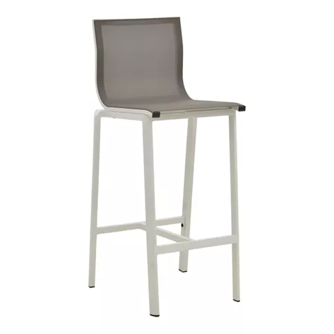 Melina bar stool pakoworld stackable aluminum in white- textline in gray shade 45x49x115cm