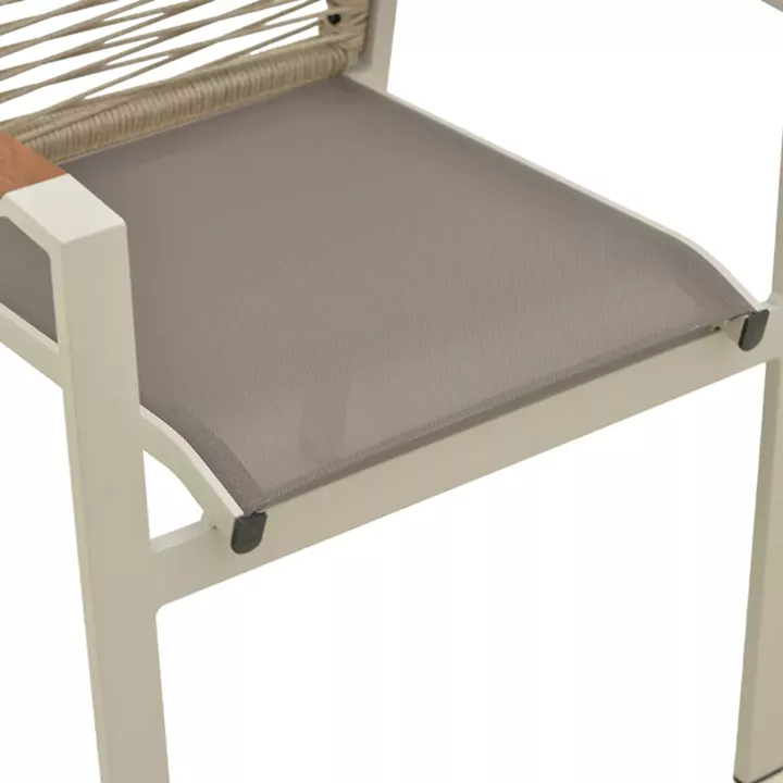 Πολυθρόνα Aegean pakoworld στοιβαζόμενη -teak- αλουμίνιο κ textline σε κρεμ-pe σχοινί σε φυσική απόχρωση 57x64x87εκ