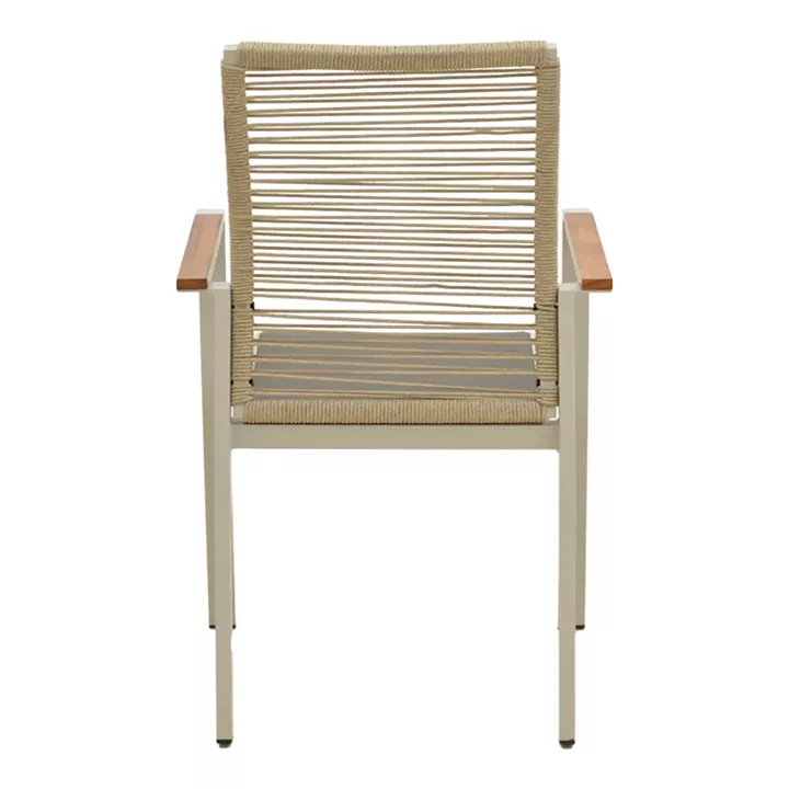 Πολυθρόνα Aegean pakoworld στοιβαζόμενη -teak- αλουμίνιο κ textline σε κρεμ-pe σχοινί σε φυσική απόχρωση 57x64x87εκ