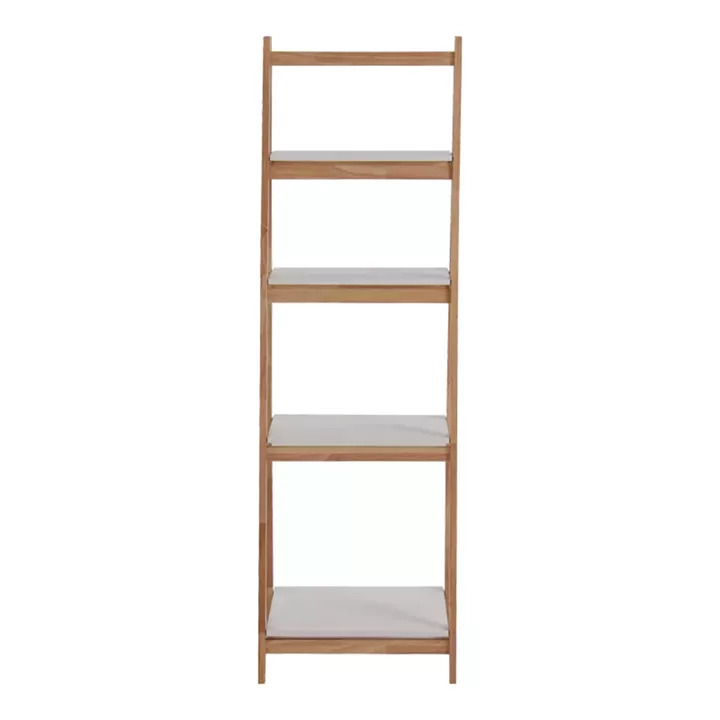 Ραφιέρα δαπέδου Benwen pakoworld πτυσσόμενη rubberwood-mdf σε λευκή-φυσική απόχρωση 42x34.5x140εκ