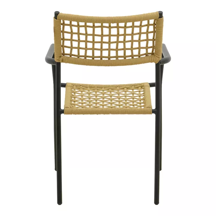 Πολυθρόνα Castal pakoworld στοιβαζόμενη μέταλλο σε μαύρο -pe σχοινί σε φυσική απόχρωση 56x60x84εκ