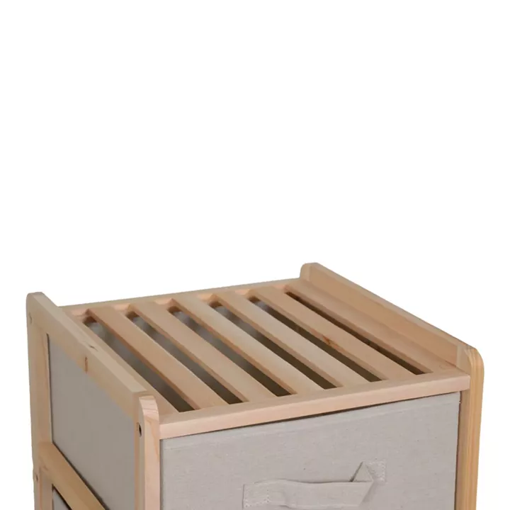 Συρταριέρα Wolen pakoworld ξύλο ελάτου-ύφασμα σε φυσική-μπεζ απόχρωση 34.5x36.5x67εκ