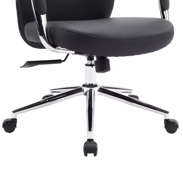 OFFICE CHAIR TEETER HM18355.01 BLACK PU LEATHER--CHROMED BASE 67x66x121Hcm.