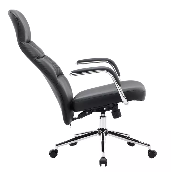 OFFICE CHAIR TEETER HM18355.01 BLACK PU LEATHER--CHROMED BASE 67x66x121Hcm.
