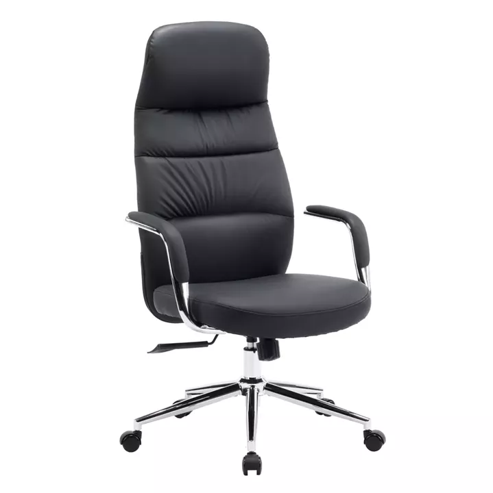 OFFICE CHAIR TEETER HM18355.01 BLACK PU LEATHER--CHROMED BASE 67x66x121Hcm.