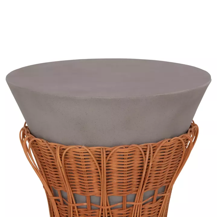 ΤΡΑΠΕΖΙ ΒΟΗΘΗΤΙΚΟ PERRAL HM18164.03S FIBER CEMENT ΓΚΡΙ-ΦΥΣΙΚΟ RATTAN--Φ42x36Υεκ