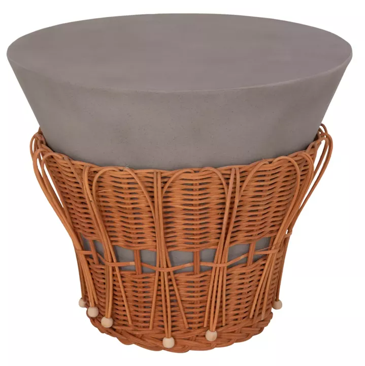 ΤΡΑΠΕΖΙ ΒΟΗΘΗΤΙΚΟ PERRAL HM18164.03S FIBER CEMENT ΓΚΡΙ-ΦΥΣΙΚΟ RATTAN--Φ42x36Υεκ