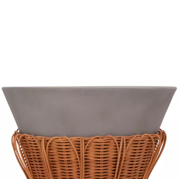 ΤΡΑΠΕΖΙ ΒΟΗΘΗΤΙΚΟ PERRAL HM18164.03S FIBER CEMENT ΓΚΡΙ-ΦΥΣΙΚΟ RATTAN--Φ42x36Υεκ