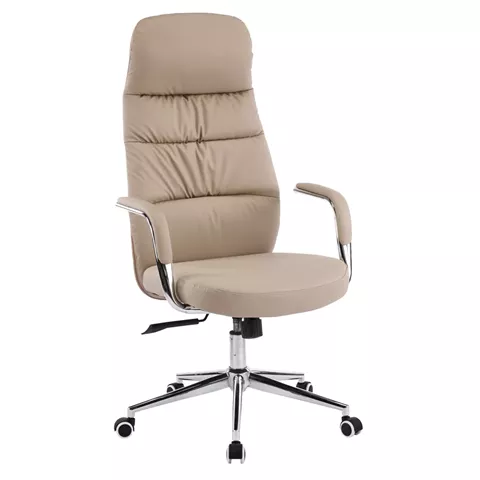 OFFICE CHAIR TEETER HM18355.02 BEIGE PU LEATHER--CHROMED BASE 67x66x121Hcm.