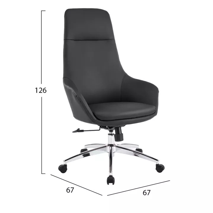 ΚΑΡΕΚΛΑ ΓΡΑΦΕΙΟΥ BEKKER HM18359.01 ΜΑΥΡΟ PU ΔΕΡΜΑ--ΒΑΣΗ ΧΡΩΜΙΟΥ 67x67x126Υεκ