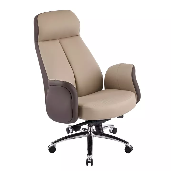 ΚΑΡΕΚΛΑ ΓΡΑΦΕΙΟΥ DRAMON HM18356.02 ΜΠΕΖ-ΚΑΦΕ PU ΔΕΡΜΑ--ΒΑΣΗ ΧΡΩΜΙΟΥ 66x70x132.5Υεκ