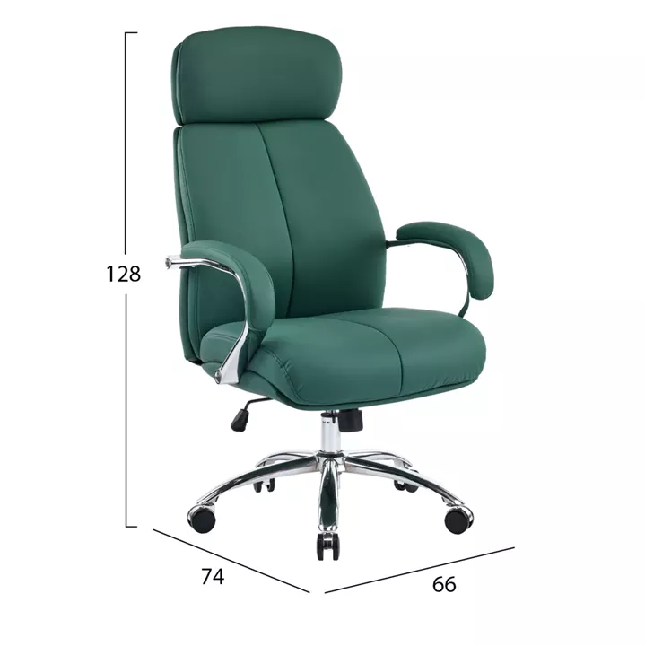 ΚΑΡΕΚΛΑ ΓΡΑΦΕΙΟΥ TOREN HM18357.07 ΠΡΑΣΙΝΟ PU ΔΕΡΜΑ--ΒΑΣΗ ΧΡΩΜΙΟΥ 66x74x128Υεκ