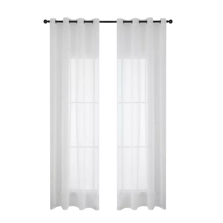 Beauty Home Κουρτίνα γάζα μονόχρωμη με 8 μεταλλικούς κρίκους Sharp Art 8448 140x270 Εκρού