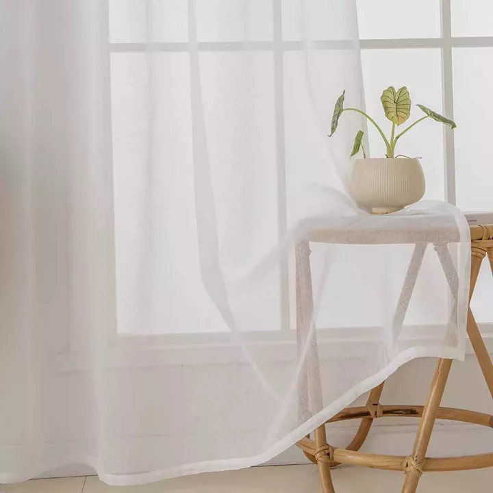 Beauty Home Κουρτίνα γάζα μονόχρωμη με 8 μεταλλικούς κρίκους Sharp Art 8448 140x270 Εκρού