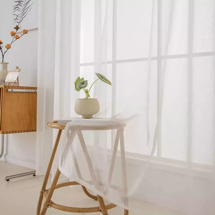 Beauty Home Κουρτίνα γάζα μονόχρωμη με 8 μεταλλικούς κρίκους Sharp Art 8448 140x270 Εκρού