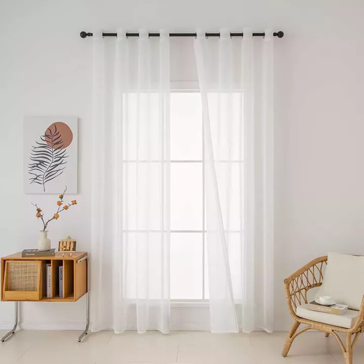 Beauty Home Κουρτίνα γάζα μονόχρωμη με 8 μεταλλικούς κρίκους Sharp Art 8448 140x270 Εκρού