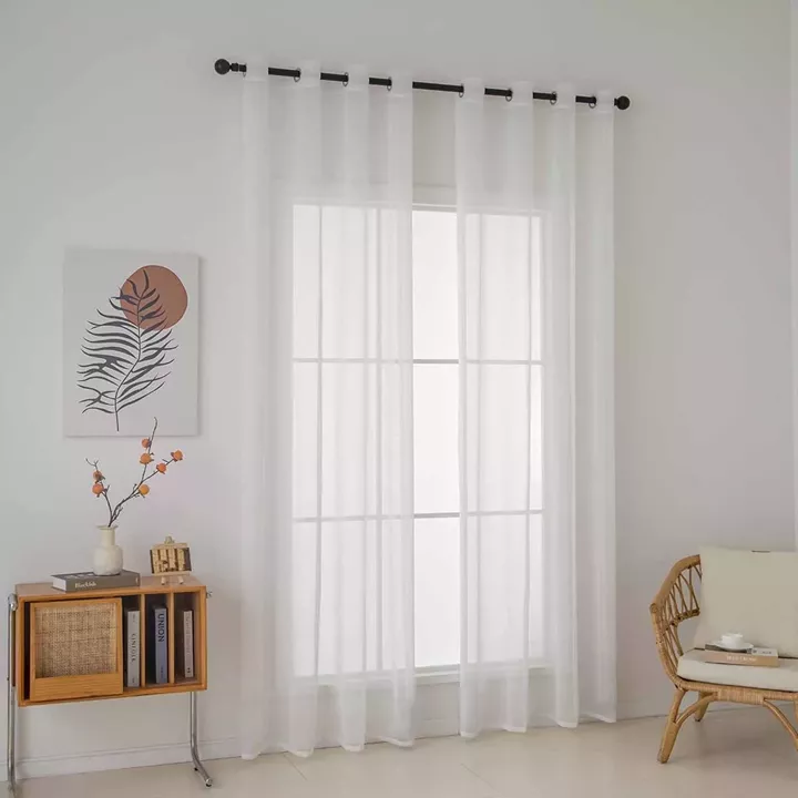 Beauty Home Κουρτίνα γάζα μονόχρωμη με 8 μεταλλικούς κρίκους Sharp Art 8448 140x270 Εκρού