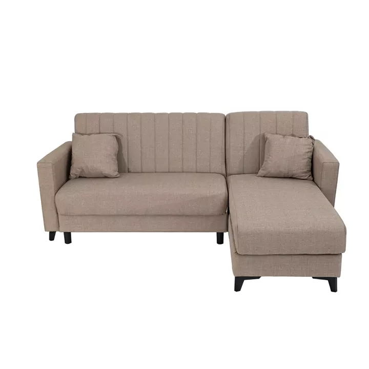 Artekko Pixie Μπεζ Τριθέσιος Καναπές Κρεβάτι με Αναστρέψιμη Γωνία και Αποθηκευτικό Χώρο (200x135x85)cm Κρεβάτι (180x100x45)cm