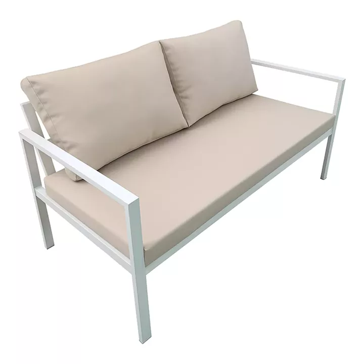 Σαλόνι Gardenly pakoworld σετ 4τμχ αλουμίνιο σε λευκή απόχρωση με μπεζ μαξιλάρια