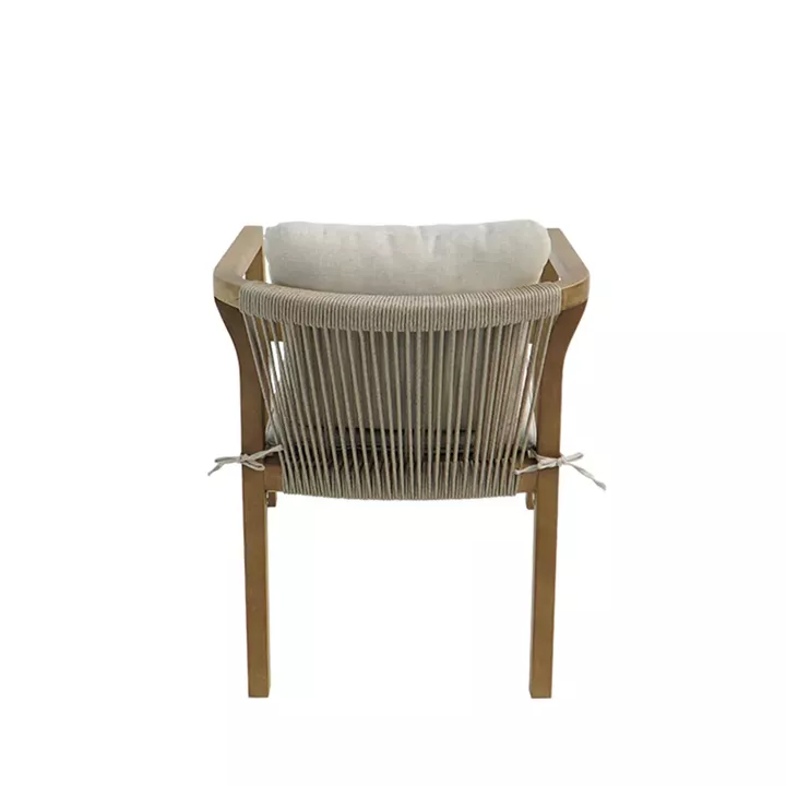 Πολυθρόνα Malibu II pakoworld μασίφ ξύλο ακακίας-ύφασμα σε φυσική-μπεζ απόχρωση 58x63x74εκ