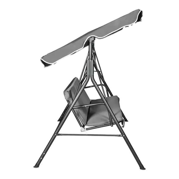 Κούνια κήπου Globo pakoworld μέταλλο μαύρο-ύφασμα σε ανθρακί απόχρωση 170x110x153εκ