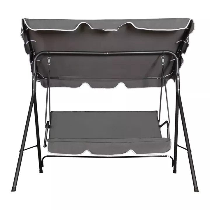 Κούνια κήπου Globo pakoworld μέταλλο μαύρο-ύφασμα σε ανθρακί απόχρωση 170x110x153εκ