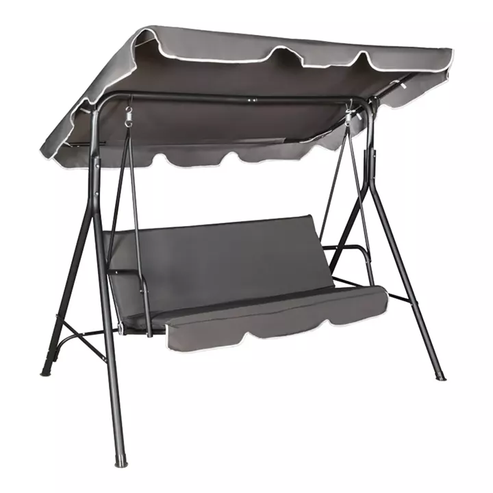 Κούνια κήπου Globo pakoworld μέταλλο μαύρο-ύφασμα σε ανθρακί απόχρωση 170x110x153εκ