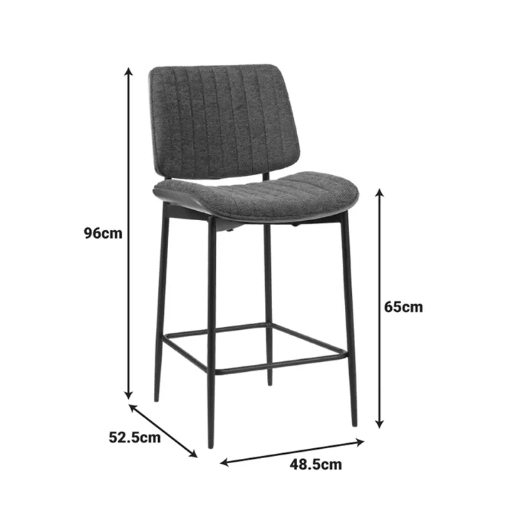 Bar-stool Kathy pakoworld grey fabric-walnut metal legs 48.5x52.5x96cm