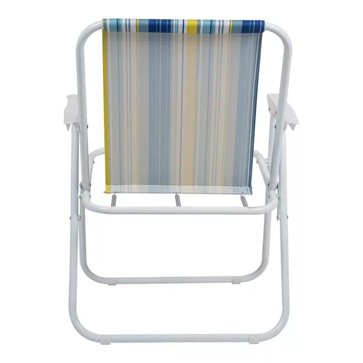 Beach-camping chair Jette pakoworld blue striped fabric-white metal frame 53x56x73cm
