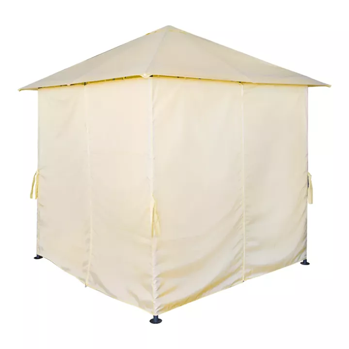 Apex gazebo pakoworld frame in black metal with beige fabric 2.5x2.5 m