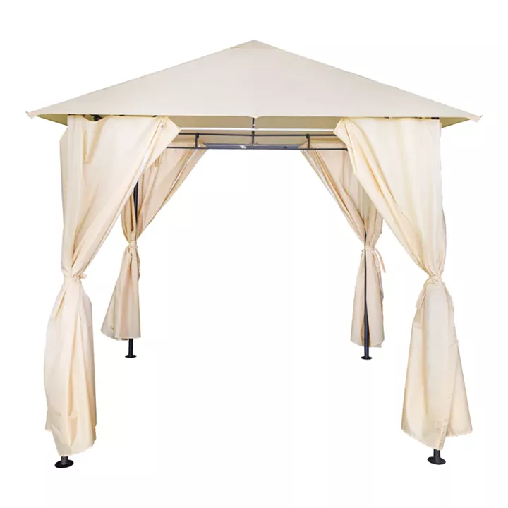 Apex gazebo pakoworld frame in black metal with beige fabric 2.5x2.5 m