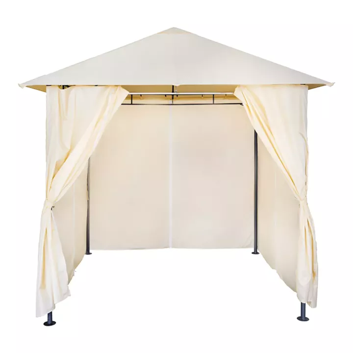 Apex gazebo pakoworld frame in black metal with beige fabric 2.5x2.5 m