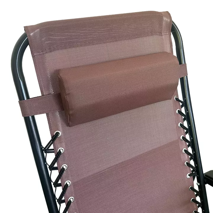 Πολυθρόνα πτυσσόμενη Mirka pakoworld textilene-μέταλλο σε καφέ-μαύρη απόχρωση 65x165x110εκ