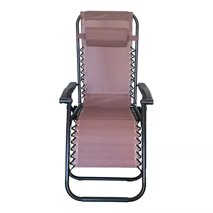 Πολυθρόνα πτυσσόμενη Mirka pakoworld textilene-μέταλλο σε καφέ-μαύρη απόχρωση 65x165x110εκ