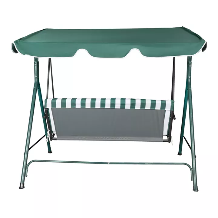 Κούνια κήπου Globo pakoworld μέταλλο πράσινο-ύφασμα σε λευκή-πράσινη απόχρωση 170x110x153εκ