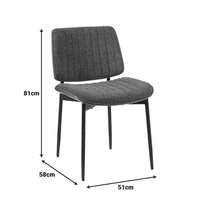 Καρέκλα Kathy pakoworld γκρι ύφασμα-καρυδί μεταλλικό πόδι 51x58x81εκ